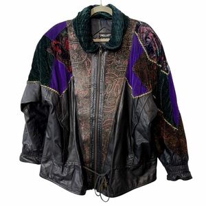 Vintage Pelle Women's Black Mixed Media Leather Jacket